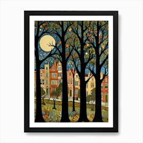 William Morris Moonlight In The Trees Art Print