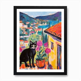 Painting Of A Cat In Tuscany Italy 3 Art Print