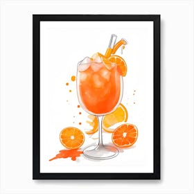 Aperol With Ice And Orange Watercolor Vertical Composition 1 Art Print