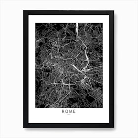 Rome Black And White Map Art Print