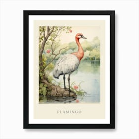 Beatrix Potter Inspired  Animal Watercolour Flamingo 2 Art Print