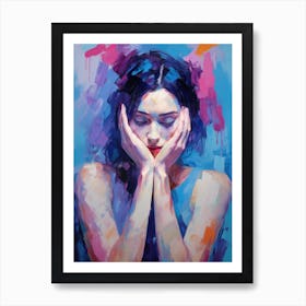 Woman With Her Hands On Her Face Art Print