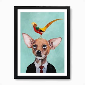 Chihuahua With Bird Art Print