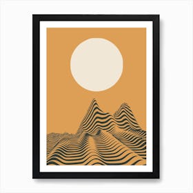Desert Sand Wave And Sun Art Print
