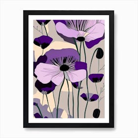 Purple Poppy Mallow Wildflower Modern Muted Colours 2 Art Print