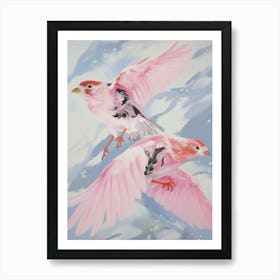 Pink Ethereal Bird Painting Finch 2 Art Print