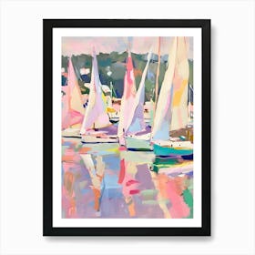 Sailboats In The Harbor Affiche