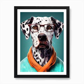 Dalmatian Dog With Glasses animal dog Art Print