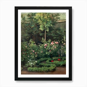 A Rose Garden Vintage Floral Painting Art Print