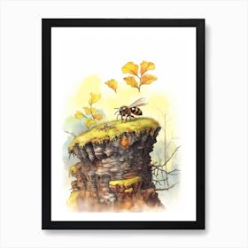 Leafcutter Ant Bee Beehive Watercolour Illustration 4 Art Print