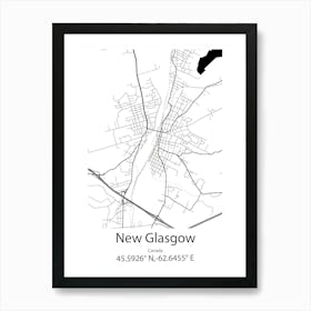 New Glasgow,Canada Minimalist Map Art Print