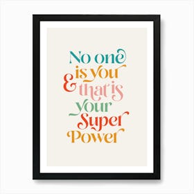 Women Super Power Retro Typography  Art Print