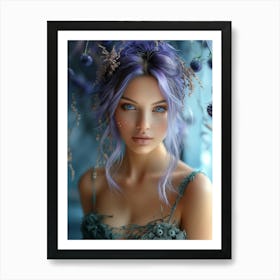 Blue Hair Girl Art Print