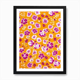 Pansy Floral Print Warm Tones 1 Flower Art Print