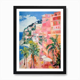 Positano, Amalfi Coast   Italy Beach Club Lido Watercolour 4 Art Print