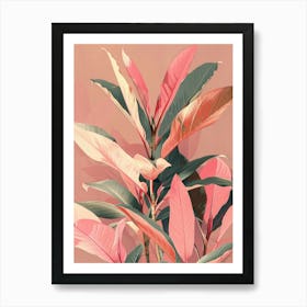 Pink Leaves Canvas Print Art Print