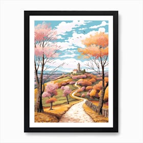 Camino De Santiago Spain 1 Hike Illustration Art Print