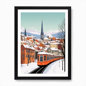 Retro Winter Illustration Zurich Switzerland 1 Art Print