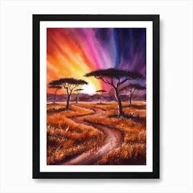 Sunset In The Savannah 1 Art Print