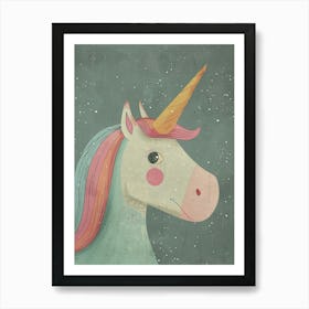 Vintage Pastel Storybook Style Unicorn 1 Art Print