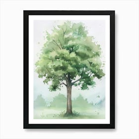Lime Tree Atmospheric Watercolour Painting 3 Art Print