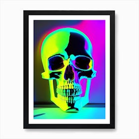 Skull With Neon Accents Matisse Style Art Print