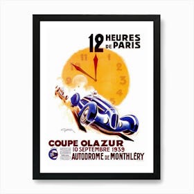 1939 12 Hours of Paris. Olazur Cup. September 10, 1939. Circuit of Monthlery Art Print