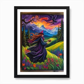 Witch With Broom 2 Art Print