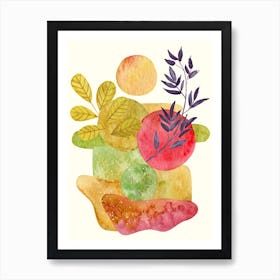 Abstract watercolor, leaves painting Art Print