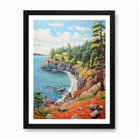 Deception Pass State Park Retro Pop Art 11 Art Print