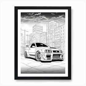 Subaru Imprezza Wrx Sti City Drawing 2 Art Print