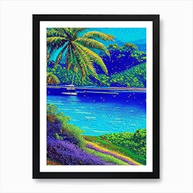 Taveuni Island Fiji Pointillism Style Tropical Destination Art Print