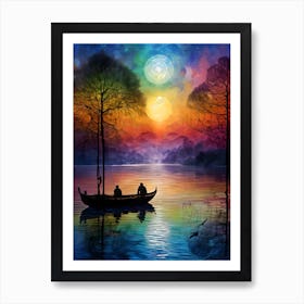 Sunset In A Boat Art Print