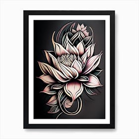 Lotus Flower Pattern Graffiti 1 Art Print