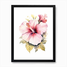 Beehive With Hibiscus Watercolour Illustration 4 Art Print