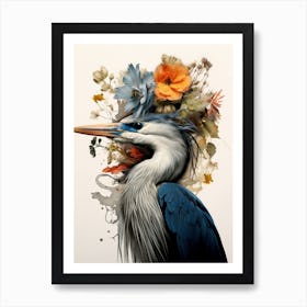 Bird With A Flower Crown Great Blue Heron 5 Art Print
