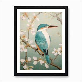 Ohara Koson Inspired Bird Painting Kingfisher 2 Art Print