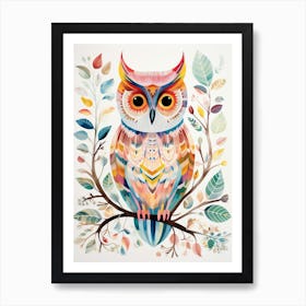 Bird Painting Collage Eastern Screech Owl 2 Art Print