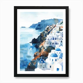 Watercolor Of Oia Affiche