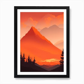 Misty Mountains Vertical Composition In Orange Tone 325 Art Print