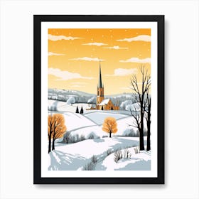 Retro Winter Illustration Cotswolds United Kingdom 2 Art Print