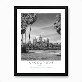 Angkor Wat Cambodia Black And White Art Print