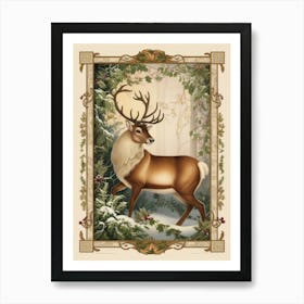 Deer In The Woods 1 Style William Morris Art Print