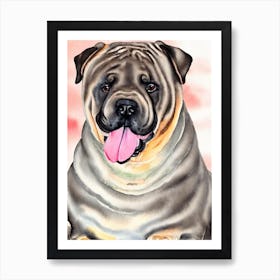 Chinese Shar Pei 2 Watercolour Dog Art Print