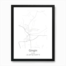 Gingin,Australia Minimalist Map Art Print