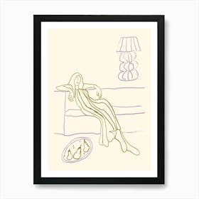 Woman Laying On A Couch Art Print