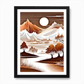 Landscape With Mountains And Trees Art Print