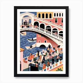 Rialto Bridge, Venice Italy Colourful 1 Art Print