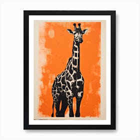 Giraffe, Woodblock Animal  Drawing 7 Art Print