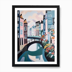 Amsterdam Canal Summer Aerial View Painting 1 Art Print